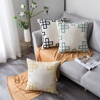 50x50cm high quality cotton linen simple geometric embroidery sofa cushion cover home bedroom pillowcase