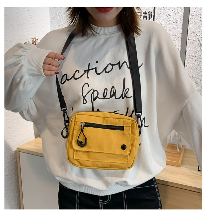 Casual women's canvas bag Girl Messenger Crossbody Student Bag Small single Shoulder Bags Purse mobile phone bag