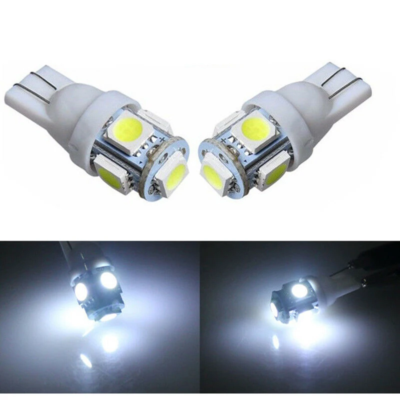 

20pcs 12V T10 5SMD 5050 LED Bulb 110 Lumen T4W 1445 H6W Side Marker Light Door Interior License Plate Wedge Lamps White