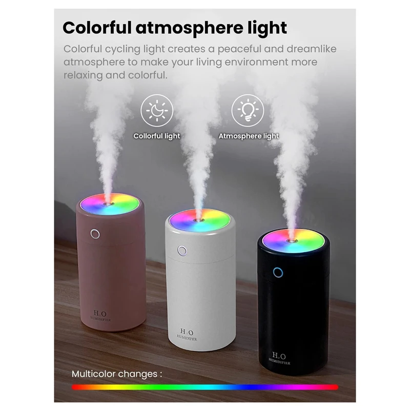 Увлажнитель воздуха Мини USB 400 мл с красочным ночником Автоматическое отключение