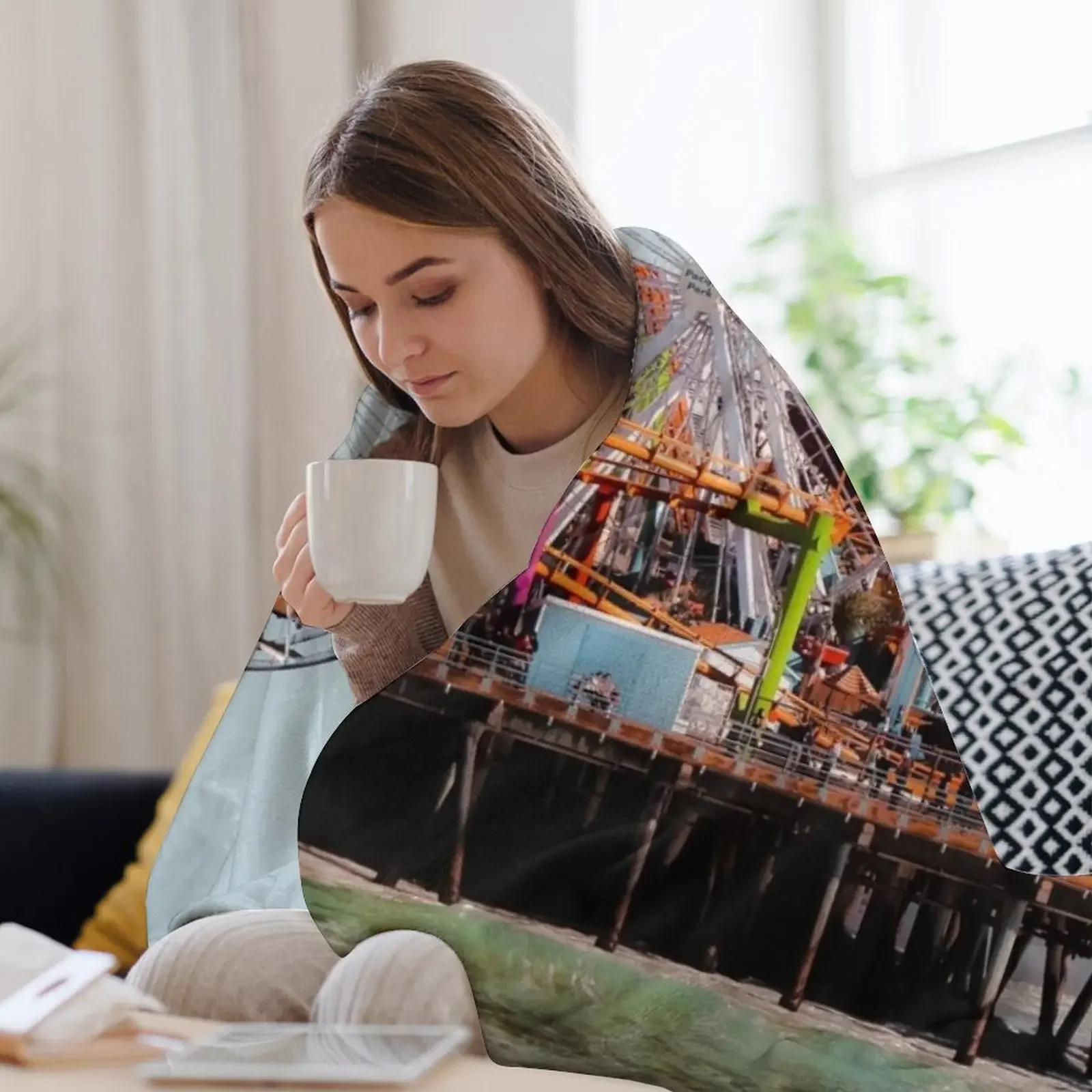 Красочное колесо обозрения в Санта-Моника пирсинг Калифорния США пледы теплое