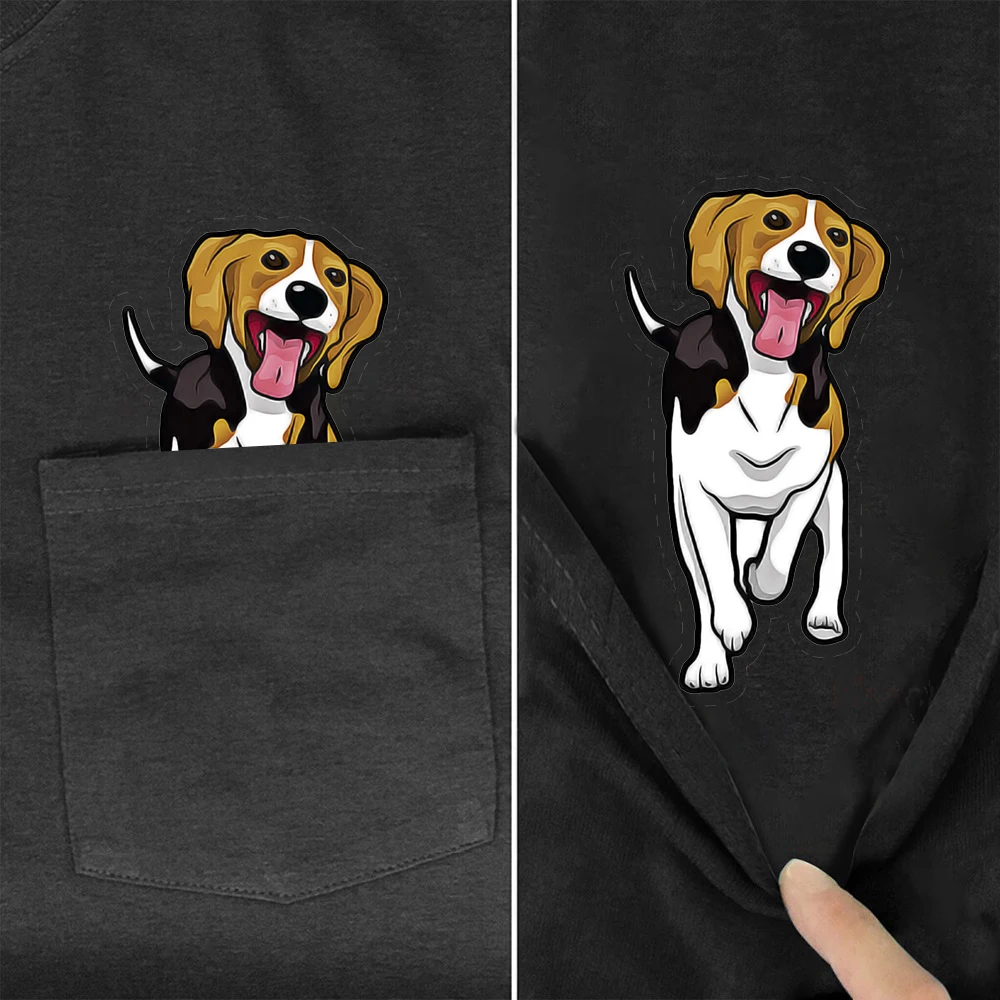 

CLOOCL Animals Cotton T-shirts Funny Pets Dog Beagle Pocket Tee Summer Short Sleeve Hip Hop Top Graphic Women T Shirts