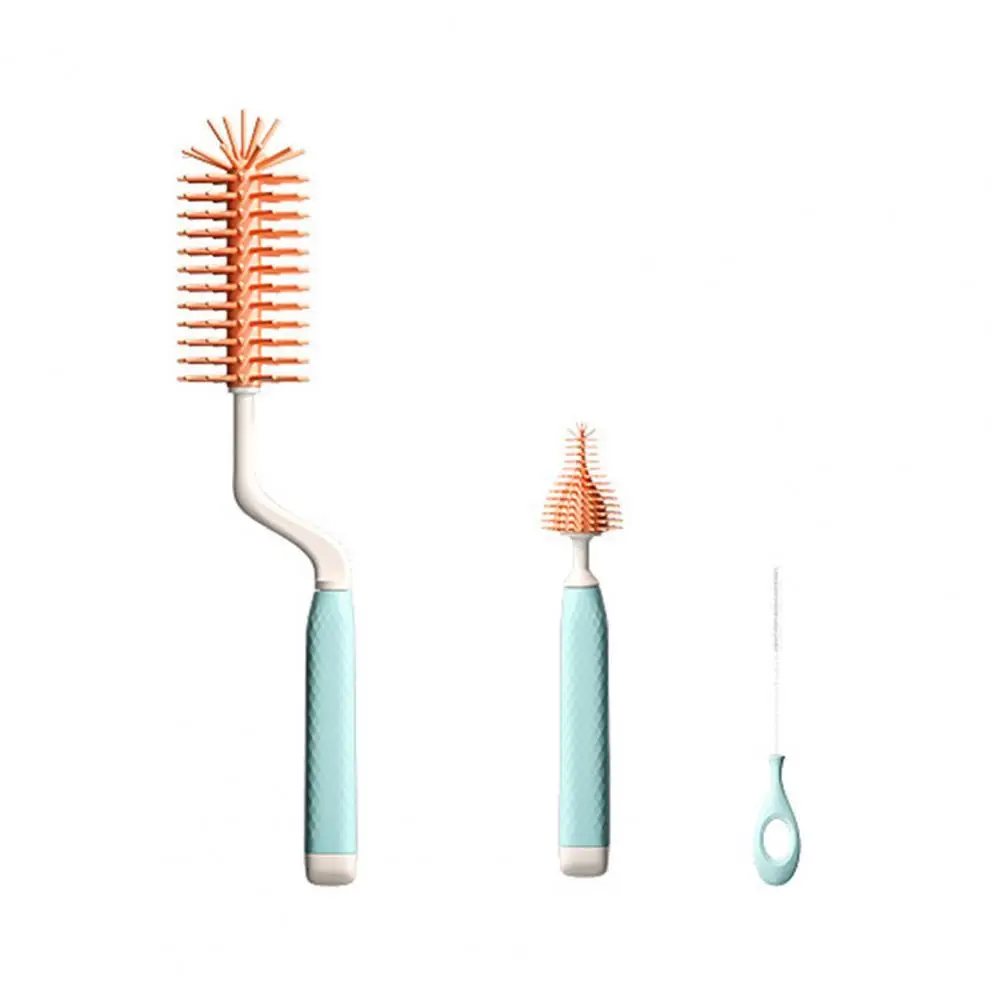 

3Pcs/Set Pacifier Brush Handheld Lightweight Food Grade Ergonomically Designed Pacifier Brush Baby Bottle Brush for Home