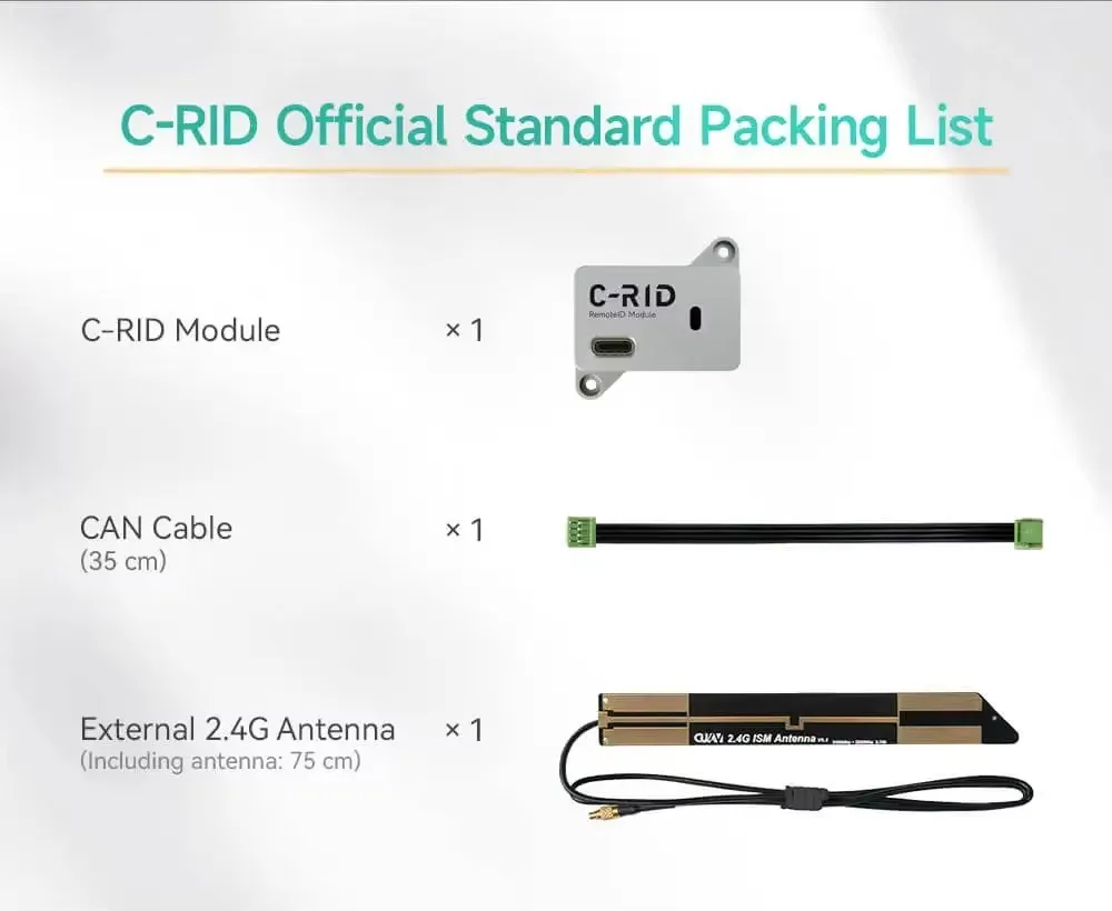 Модуль удаленной идентификации дрона CUAV C-RID, 2.4 ГГц Wi-Fi и Bluetooth с интерфейсом телеметрии DroneCAN UART, соответствует стандартам FAA и EASA (art.: 3920db1bfe07f) - 3920db1bfe07f
