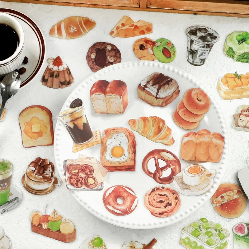 

20Pcs Tuesday Afternoon Tea PET Stickers Scrapbooking DIY Decorative Diary Notebook Sealing Bread Foods Packing Crafts Sticker