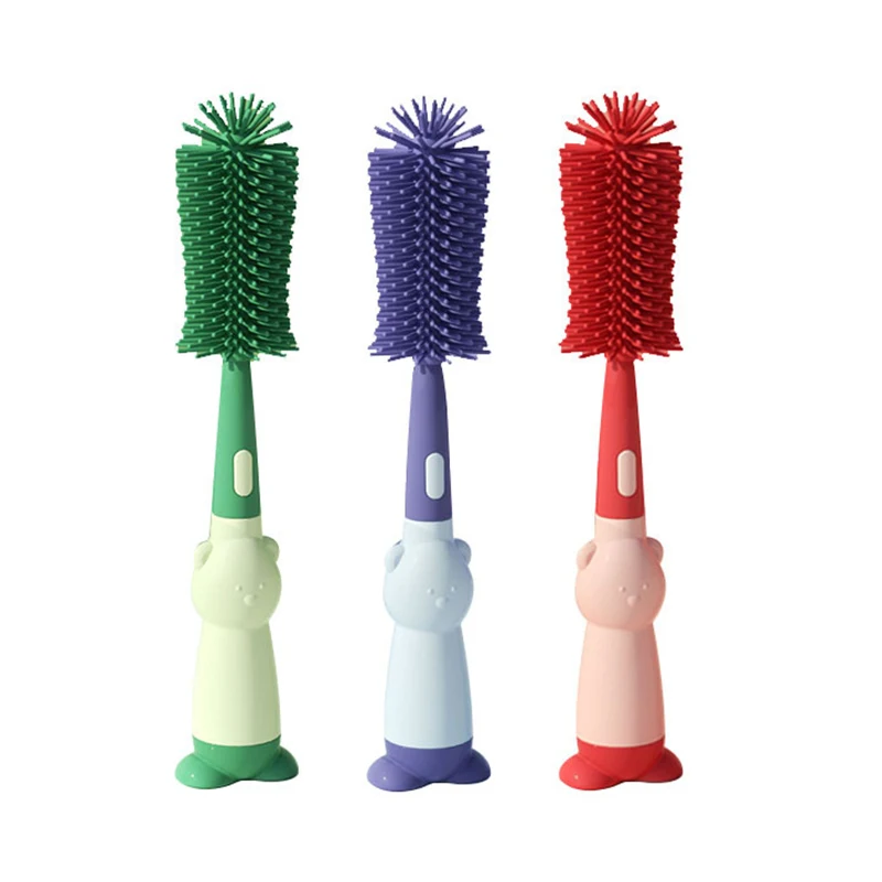 Innovative And Practical Food Grade bottle cleaning brush Soft Silicone Multifunctional Straw Pacifier Bottle Cleaning Brush Set
