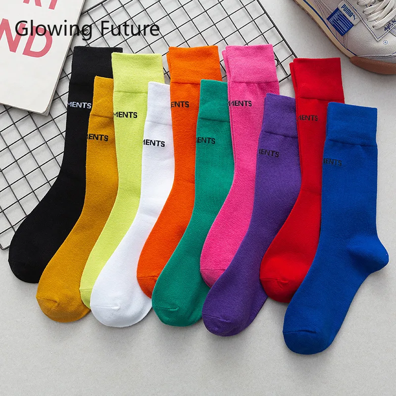 Glowing Future Sweet Candy Women Socks Fashion Harajuku Cute Casual Female Crew Sokken Spring Kawaii Letter Tube Cotton Long Sox