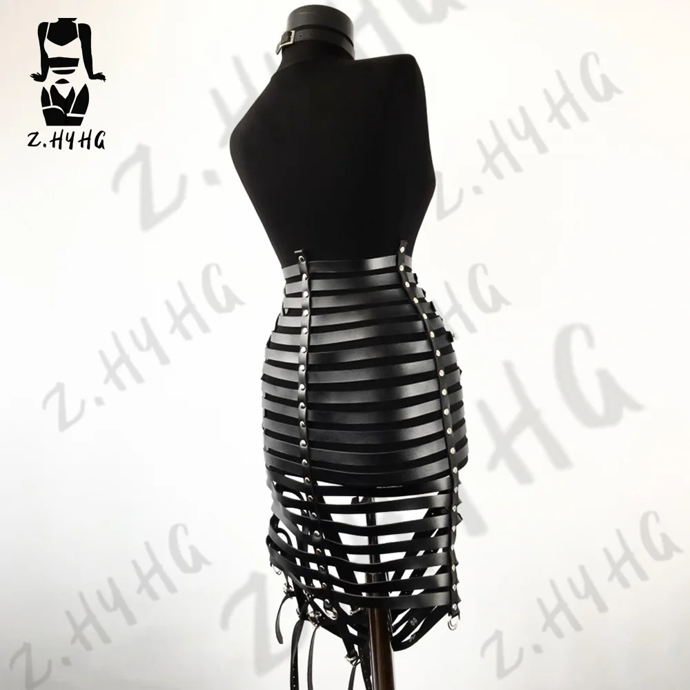 Sex Body Bondage Women Skirt Belt Long Wire Harness PU Leather Fetish Bdsm Belt Strap Bondage Gothic Tight Body Adjustable