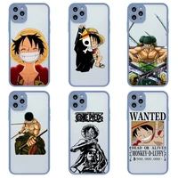 best one piece luffy zoro phone case for iphone 13 12 11pro max mini xs 8 7 plus x se 2020 xr matte transparent light gray cover