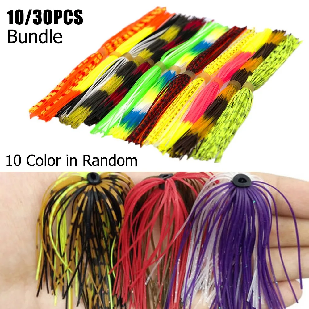 

10/12 Bundle Mixed Color Silicone Skirts For Jig Squid Skirts Fly Tying Material 13cm Durable Carp Fishing Accessories Pesca