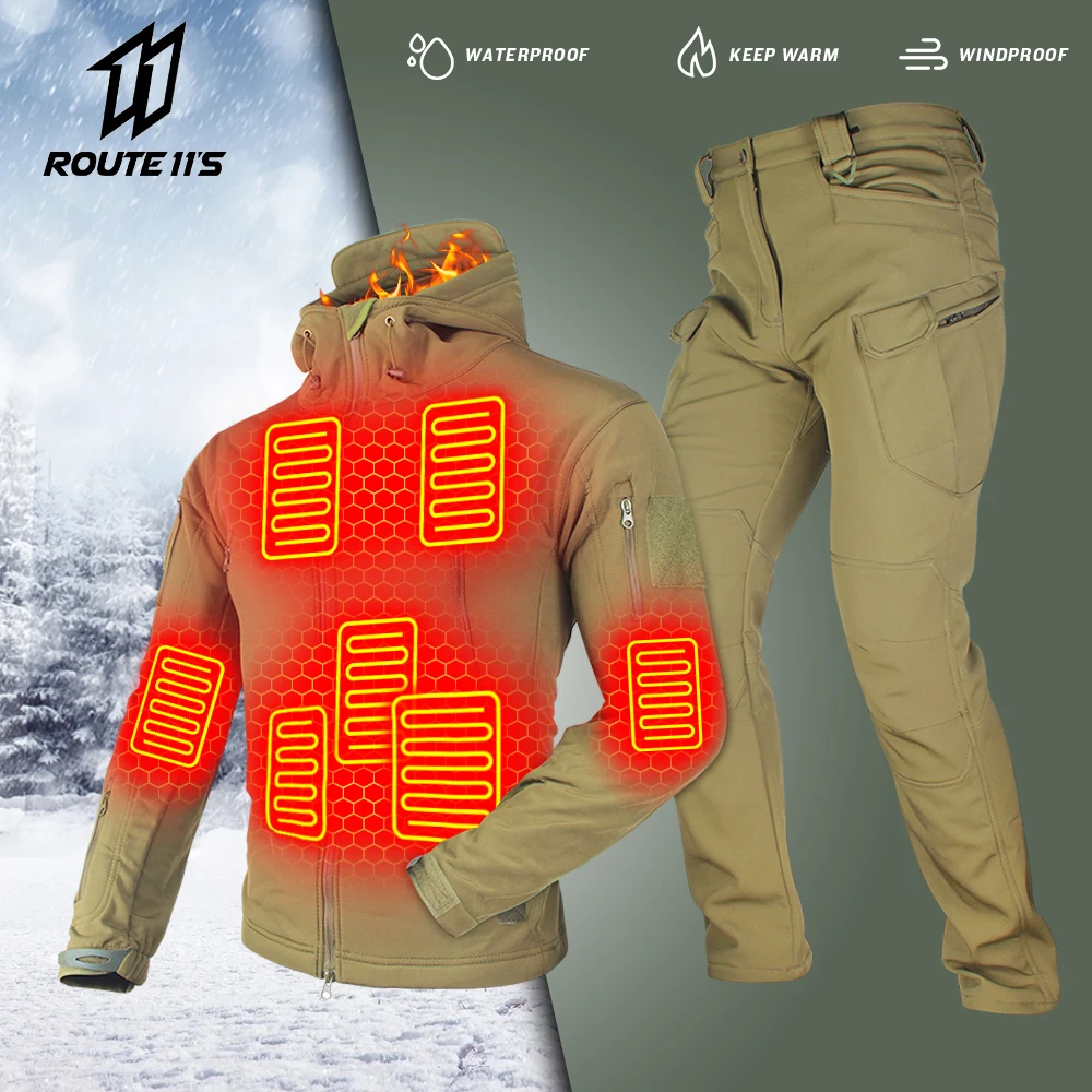 Heated Jacket Camping Hiking Clothing Windproof Heated Vest Heated Underwear Winter Warm Coat Fishing Motorcycle Jacket Tactical