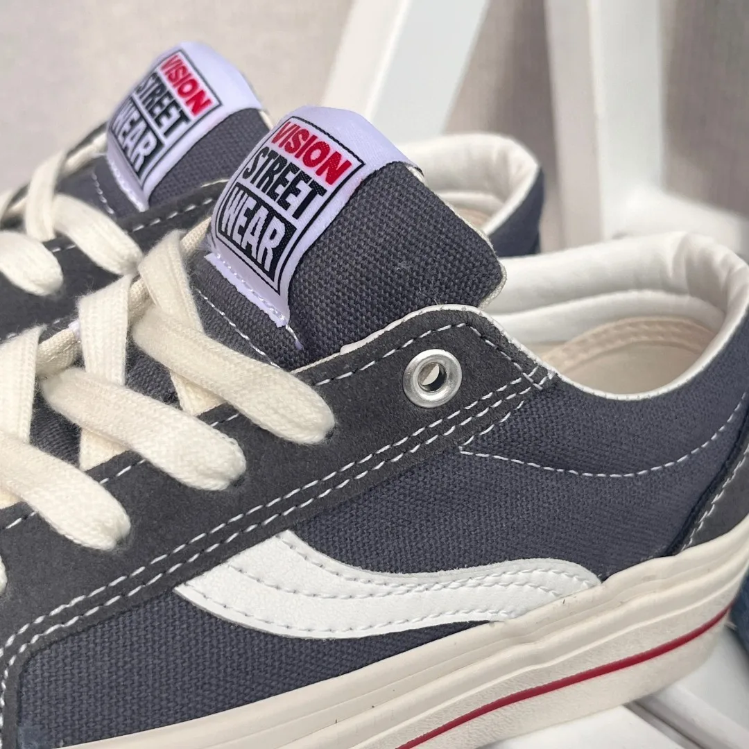 Vision Street Wear x Odd Men Sports Shoes Skateboarding Shoes Women Retro Low Top Suede Canvas Shoes Unisex Skate Grey Sneakers