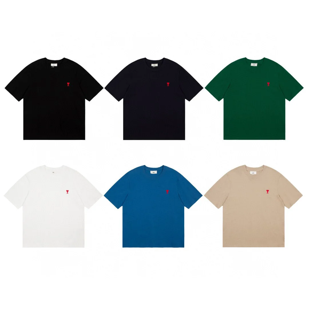 Ami 2022 Summer New Men's Oversized Round Neck T-Shirt Embroidered Fashion Cotton Top Oversized T Shirt  Graphic T Shirts