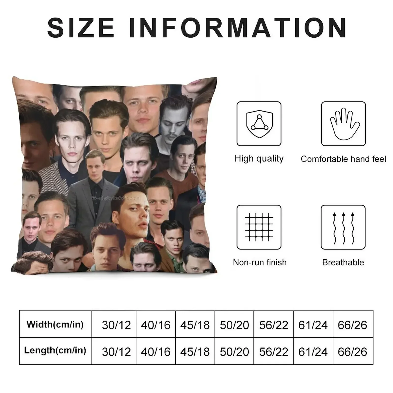 Билл Скарсг?рд фото коллаж наволочка полиэстер