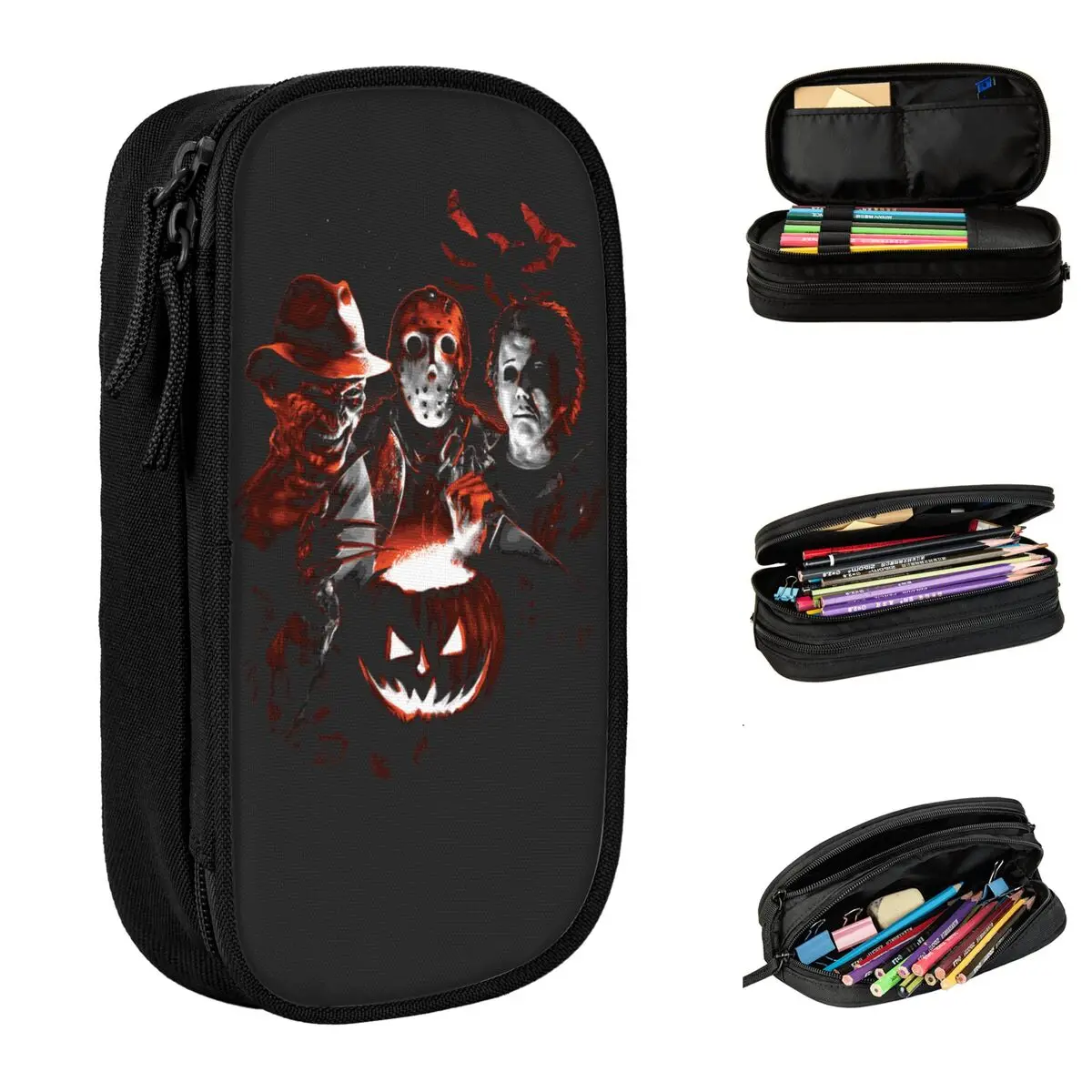 

Super Villains Halloween Horror Jason Voorhees Michael Myers Pencil Cases Pencil Box Pen Holder Big Capacity Bags Stationery