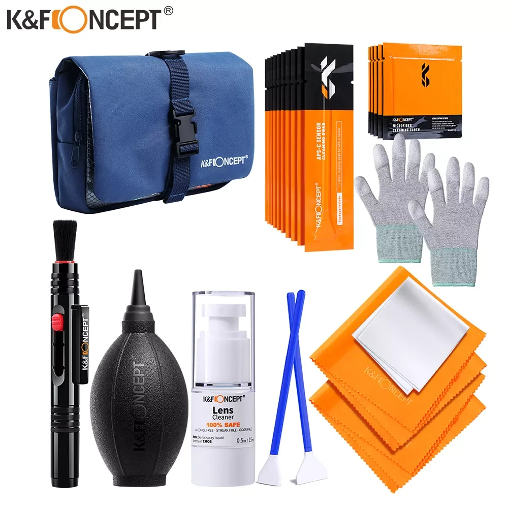 

K&F Concept Complete Cleaning suit Kit for SLR Cameras and Optical Lens Digital DSLR Cameras with Blue Waterproof Bag