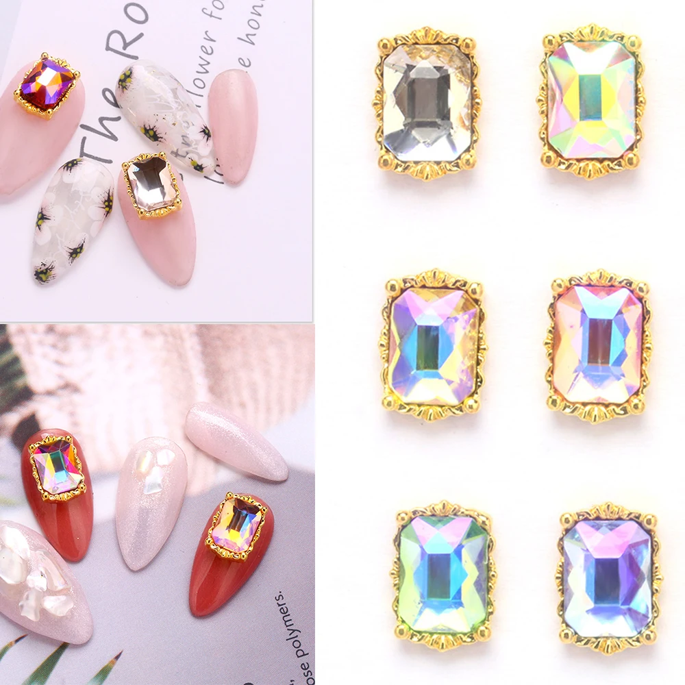 

10pcs/Set 3D Rhinestones Charm Nail Art Metal Decoration Crystal Alloy 8*11mm Diamond Stones Gem Nail Jewelry Charms ZH11