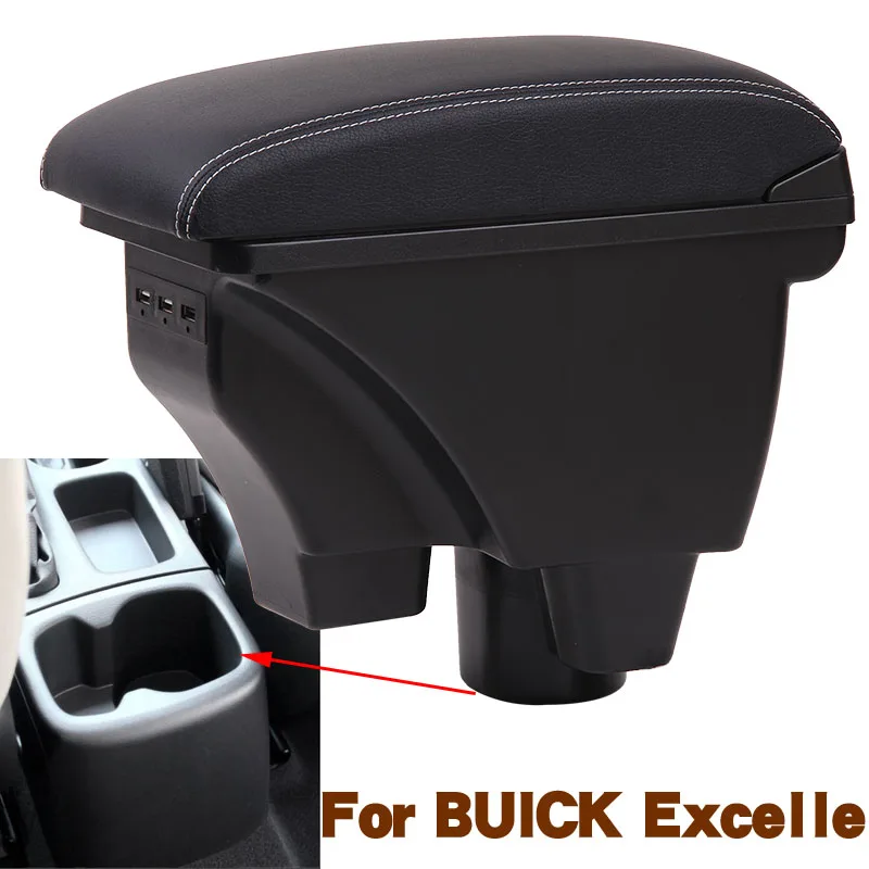 

For buick Excelle Armrest box central storage box car accessories Car Armrests USB LED light Easy to install