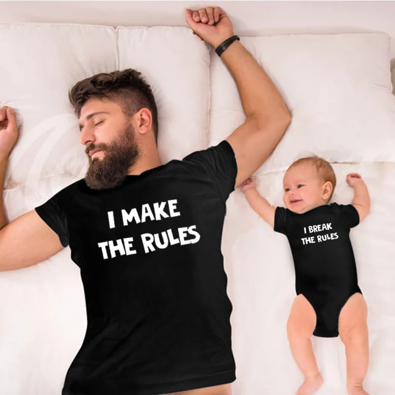 

I Make The Rules Family Matching Clothes Outfits 2021 Dad Daughter TShirt Daddy Baby Girl Boy Romper Clothes Girls Outfits Love