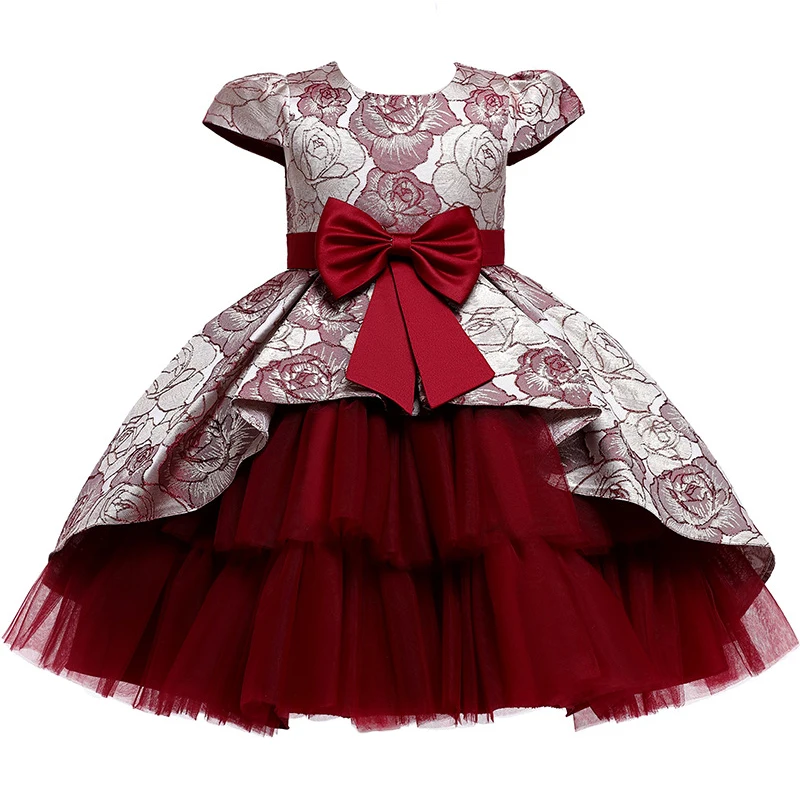 Flower Girls dress for clothes Kids Clothing Elegent jacquard satin Dresses Party Custumes | Детская одежда и обувь