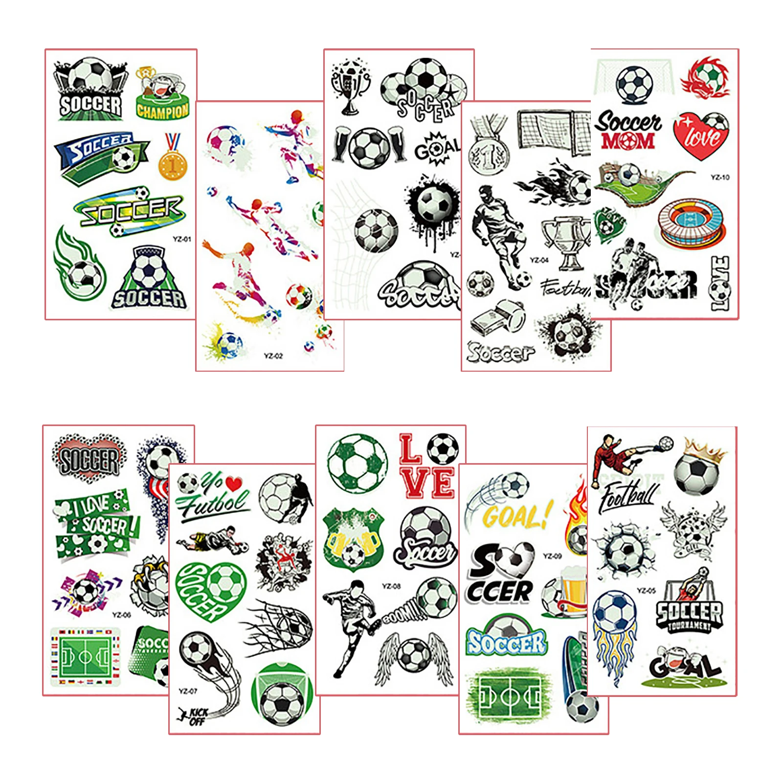 

10PCS Luminous Football Stickers Temporary Face Stickers For Football Fan Clubs Long-Lasting And High Brightness Football