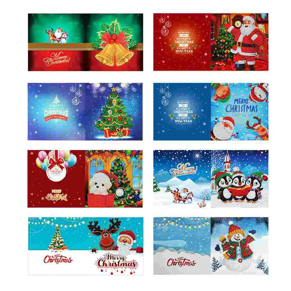 

8pcs DIY Xmas Greeting Cards beads painting Greeting Cards (Assorted Color)