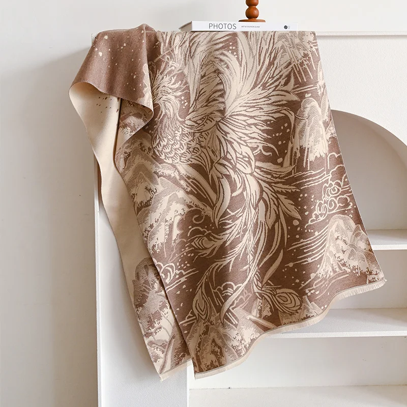 2024 дизайнерская зимняя теплая кашемировая шаль модный шарф женский из пашмины