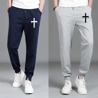 mens jogging pants i believe print spring fall solid color sweatpants easy to match home pants fitness running trousers