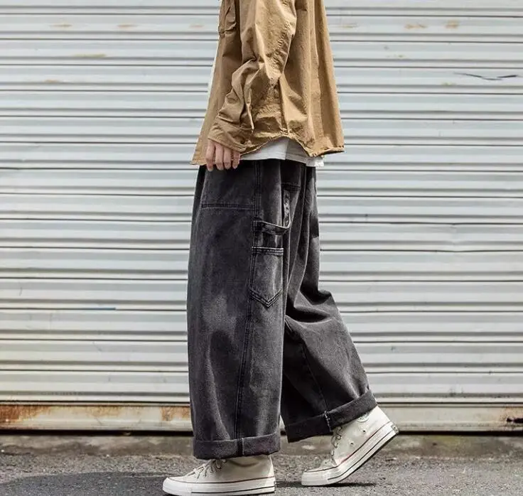 Men's Jeans Men's Loose Straight Wide Leg Pants Youth Casual Large Size Jeans