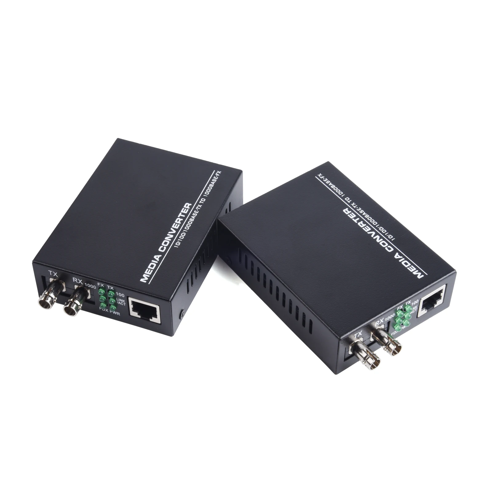 Gigabit Fiber Optical Media Converter Switch 100/1000M Single Mode Multimode UPC/APC 2 ST-Port to 1 RJ45 Fiber Transceiver Kit
