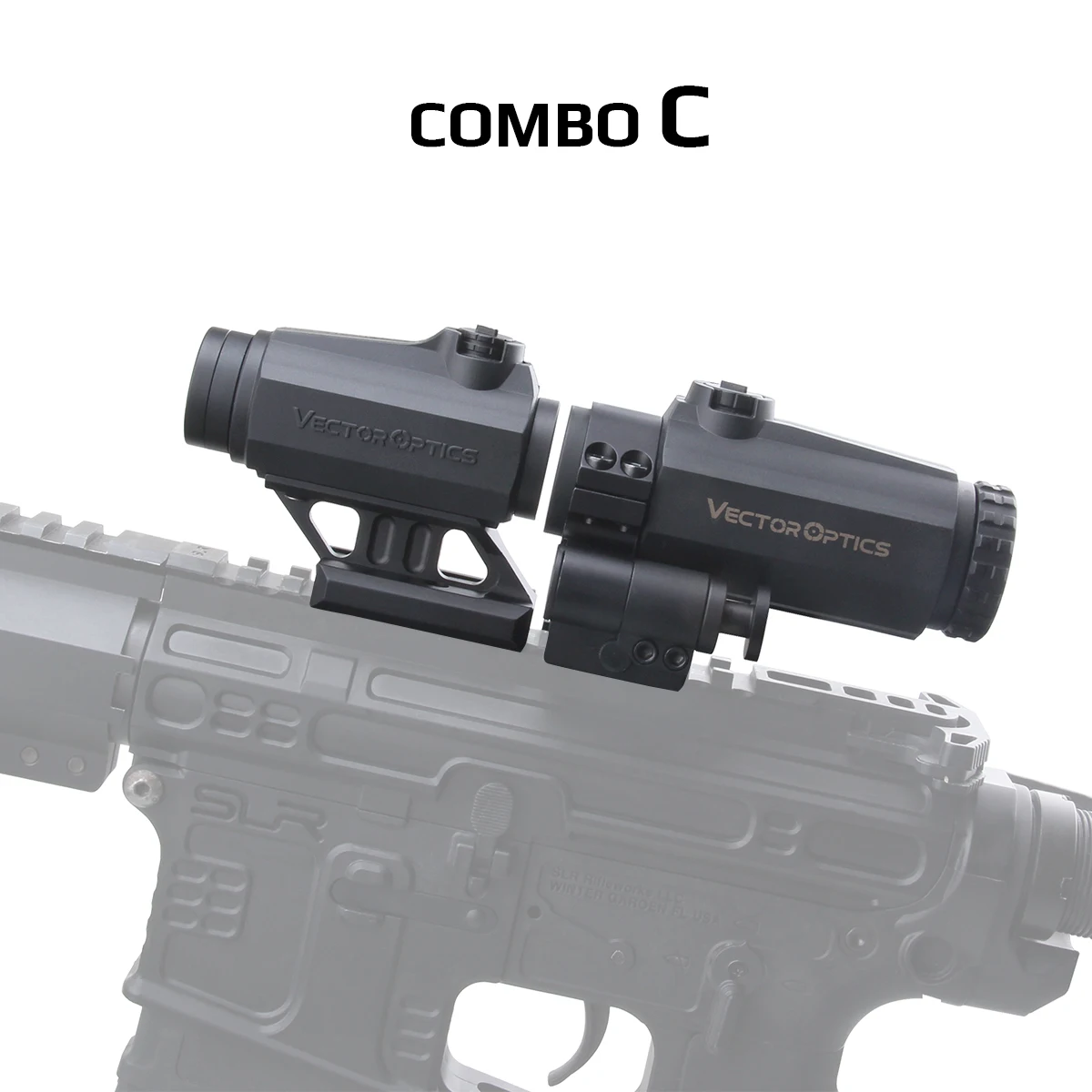 Оптический прицел Vector Optics Maverick Gen3 1x22 с резиновой крышкой красной точкой 3x22 лупой