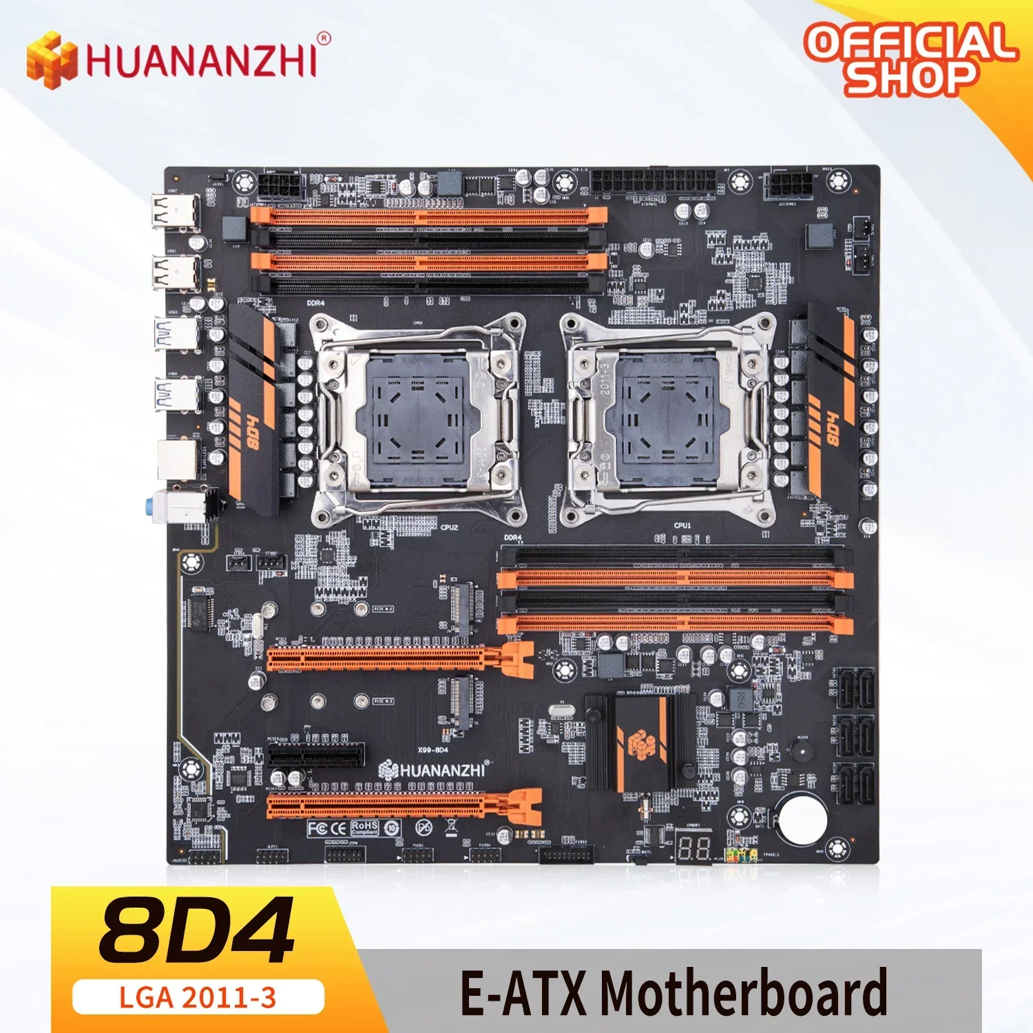 Материнская плата HUANANZHI X99 8D4 LGA 2011-3 XEON с двумя процессорами и поддержкой E5 2640 2667 2666