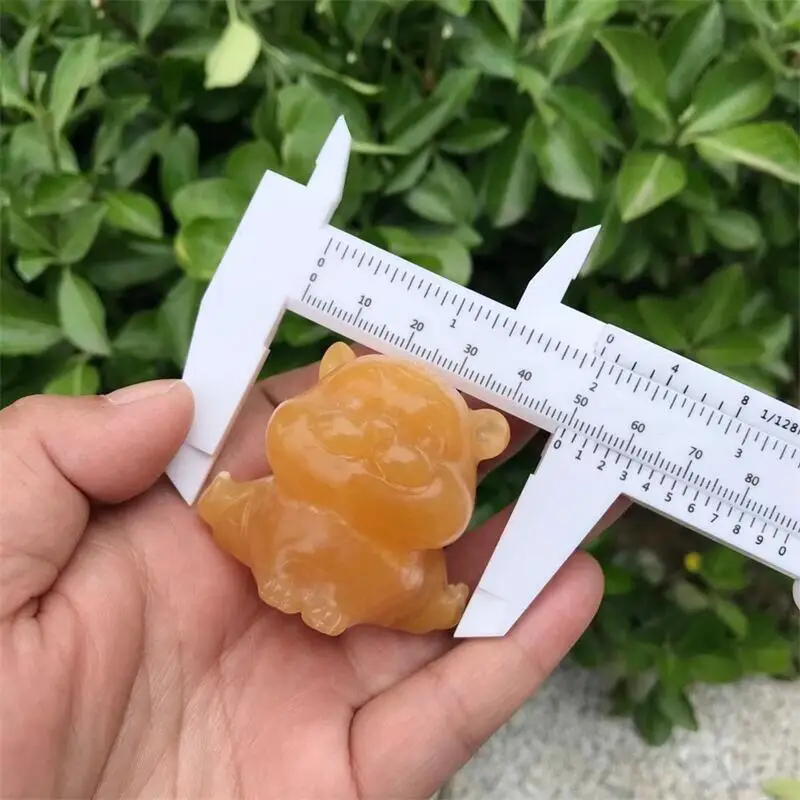 Фигурка из натурального камня Хрустальный оранжевый кальцит мультяшный тигр