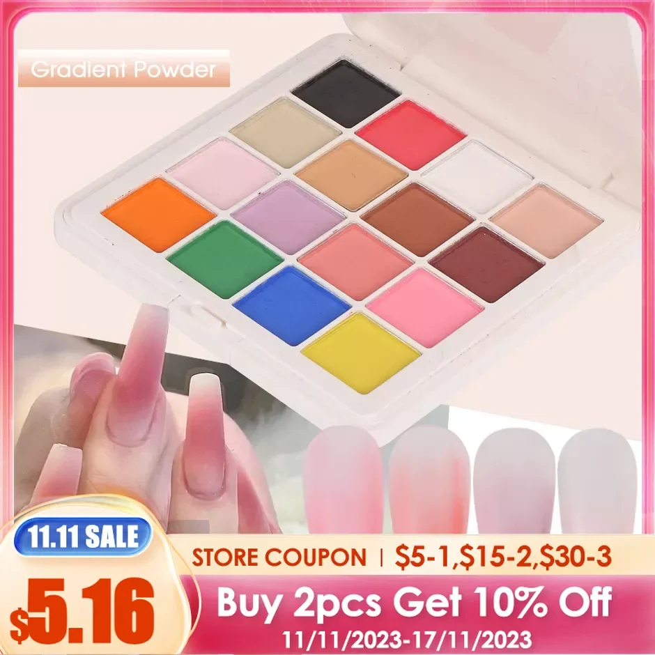 

16 Colors Solid Powder Nail Art Gradient Pigment Set Ombre Mirror Chrome Nail Glitter Macaron Shimmer Manicure Decor Dust SAS100