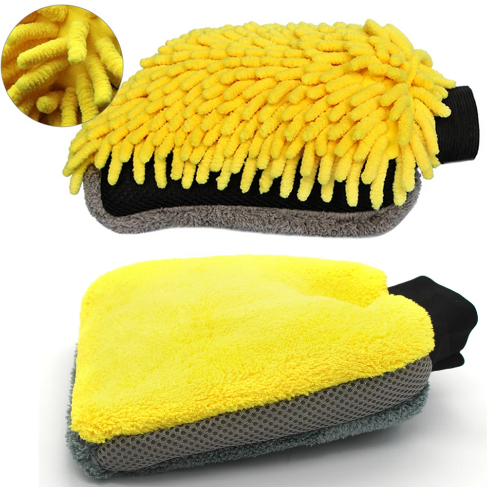 

1Psc Double-sided Coral Cashmere Car Wash Glove Cleaning Mitt Short Wool Mitt Car Washing Brush Cloth Detergency Car Wash Glove