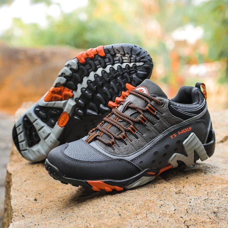 SENAGE Men's Shoes High Quality Couple Trekking Hiking Shoes Outdoor Genuine Leather Army Boots Waterproof Non-Slip Men Sneakers