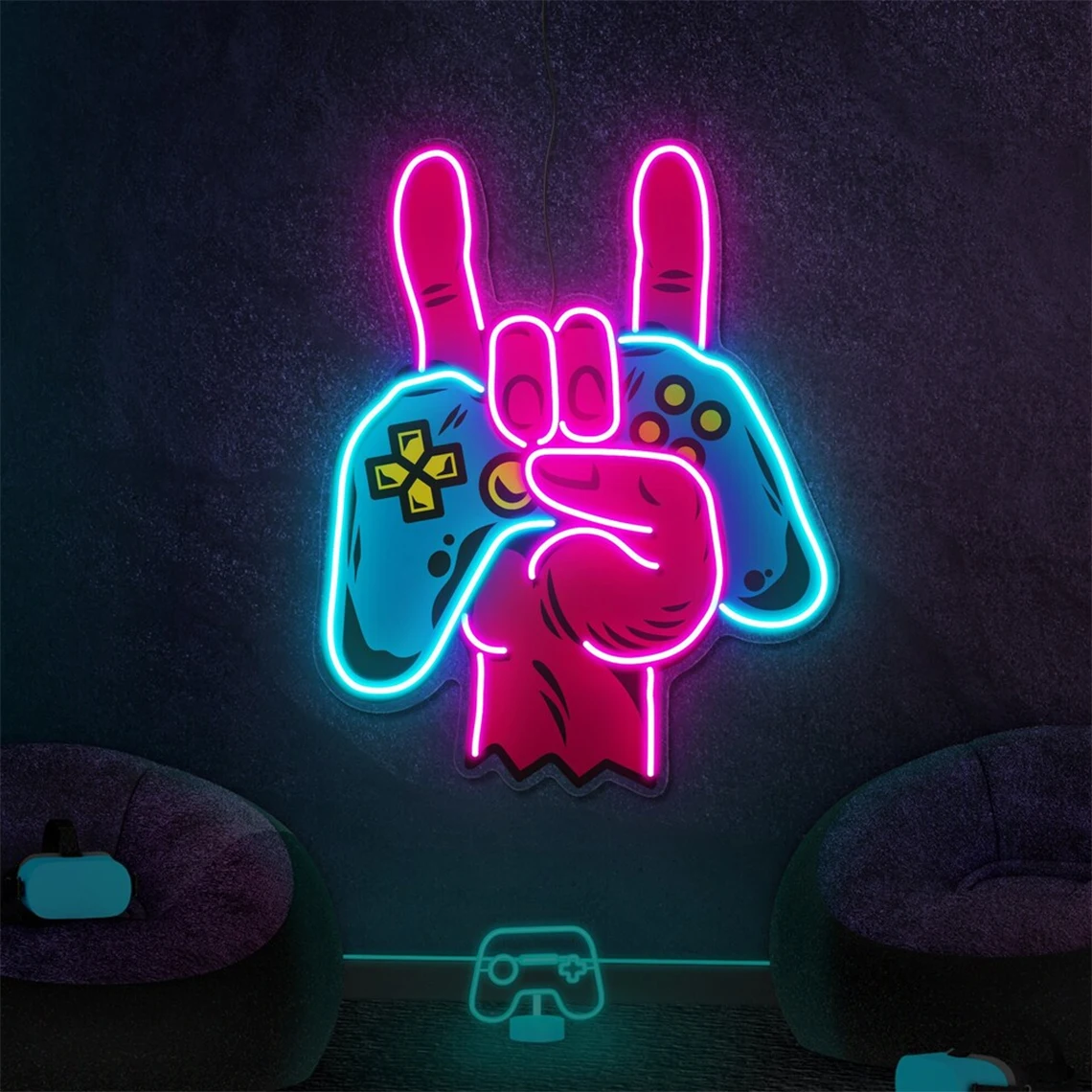 Игровой контроллер Неоновая вывеска с УФ-печатью игровая комната Декор игровой