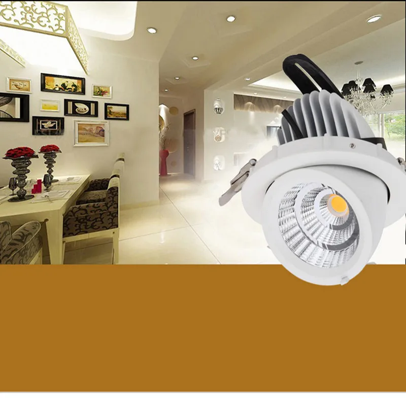 

Светодиодный потолочный светильник Hi-Q COB, 40 Вт, с углом поворота 360 градусов, фонари потолочное утопленное пятно 85-265 в для спальни, коридора, ...
