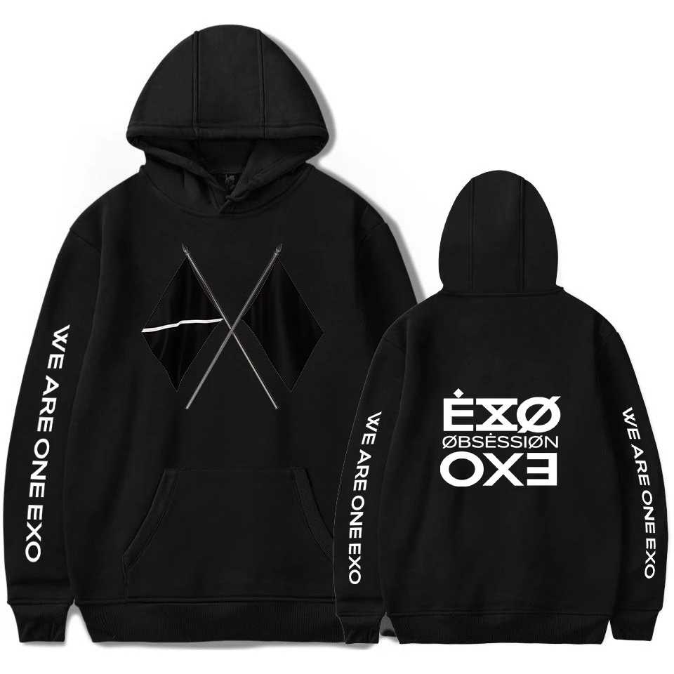KPOP EXO NEW ALBUM Sixth Album OBSESSION WE ARE ONE Print Hooded Women/Men Clothes Casual Hoodie Sweatshirt