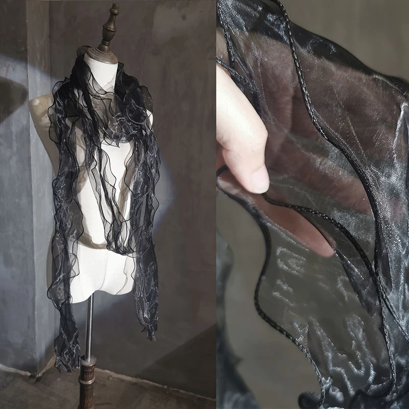 

Eugen Gauze Hem Skirt Fabric Three Layers of Wavy Texture Ruffle Fungus Large Lace Sewing Accessories Designer Fabric Dentelle