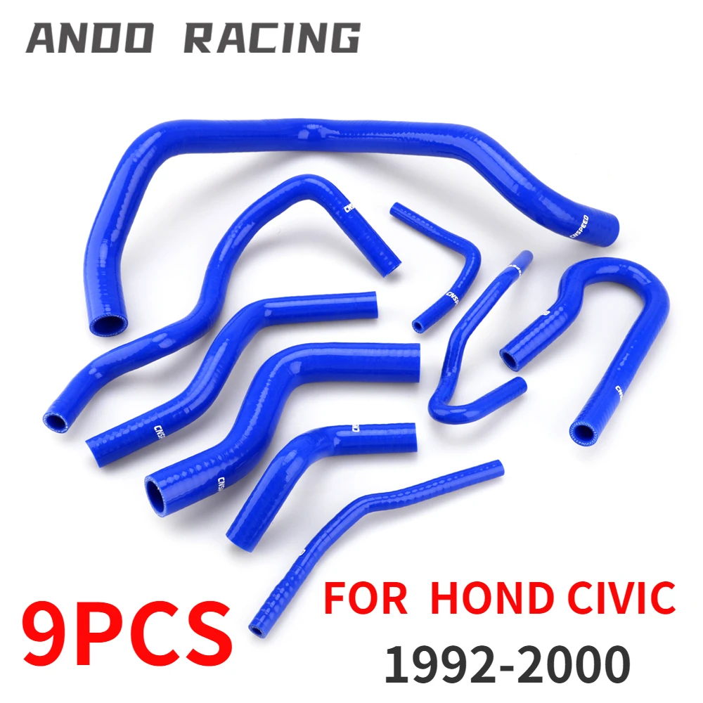 Фото Комплект из 9 силиконовых шлангов для радиатора охлаждения для HONDA Civic 1992-1999, 2000 (D15, D16, EG, EK), синий, для авто №1