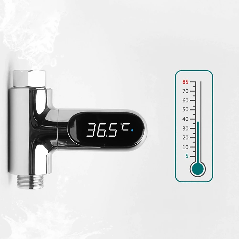 

LED Display Water Shower Thermometer 360° Rotating Water Temperature Monitor Energy Smart Meter Thermometer Bathroom Supplies