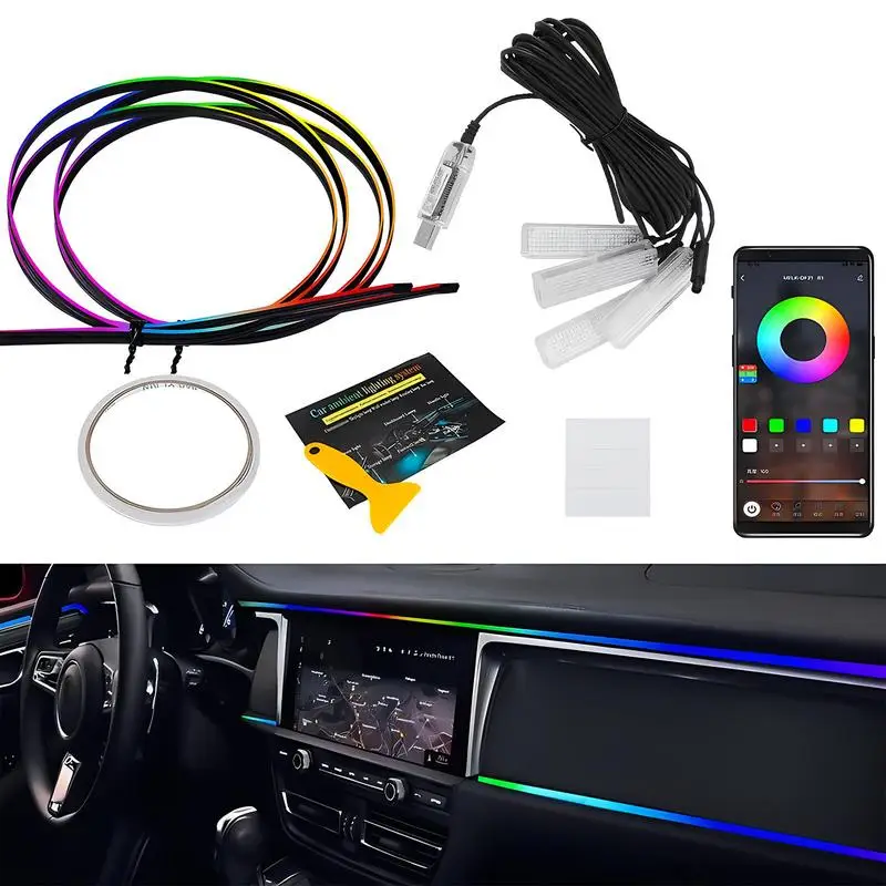 

Car Interior Led Strip Lights Auto Led Lamps Multi-color Decoration Led Strip Ambient Light Strip With App Voice Control for car