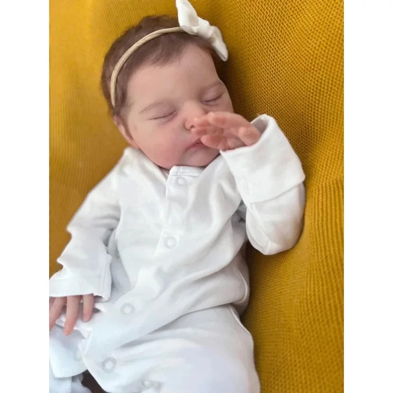 

Реалистичная готовая Кукла реборн 52 см, кукла-младенец, Лаура уже окрашена, игрушка с корнями волос ручной работы, кукла-фигурка для девочек, подарок на день рождения