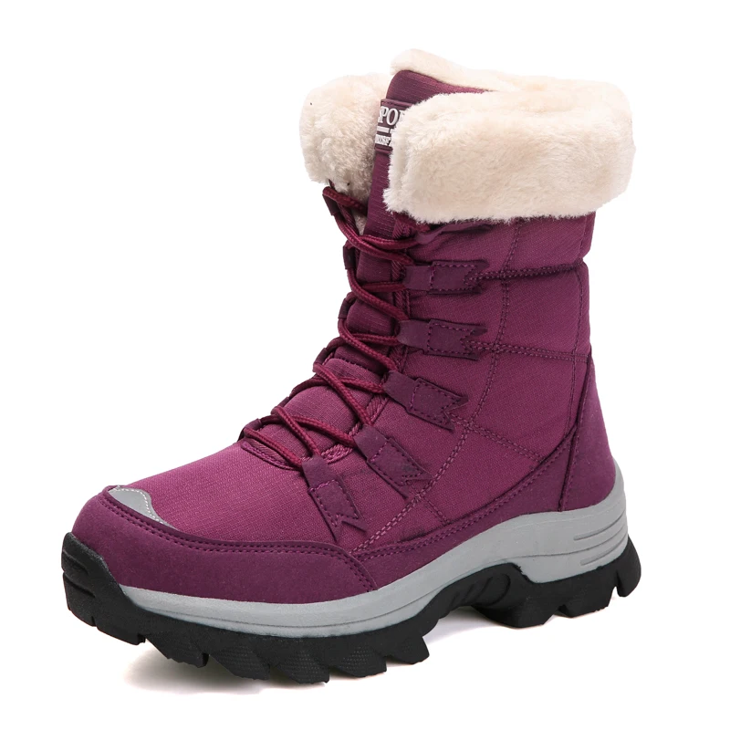 Winter Women Water Proof Boots Keep Warm Mid-Calf Snow Boots Women Lace-up Comfortable Thicken Boots