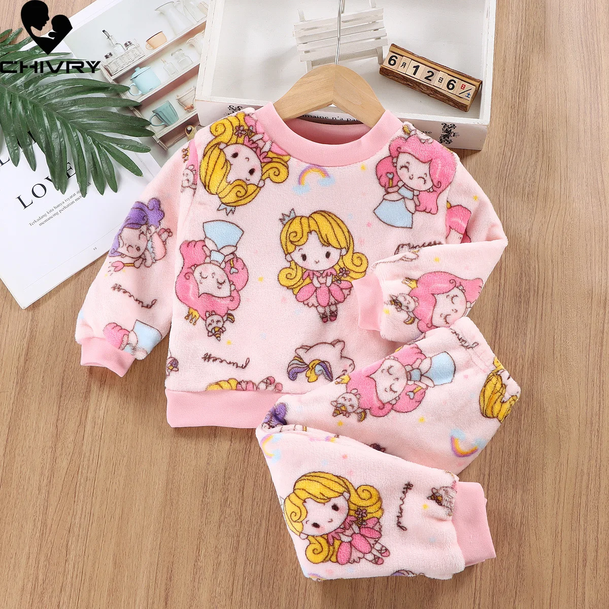 

New Autumn Winter Kids Thick Warm Flannel Pajama Sets Baby Boys Girls Cartoon Long Sleeve O-neck Clothing Sets Sleepwear Pyjamas
