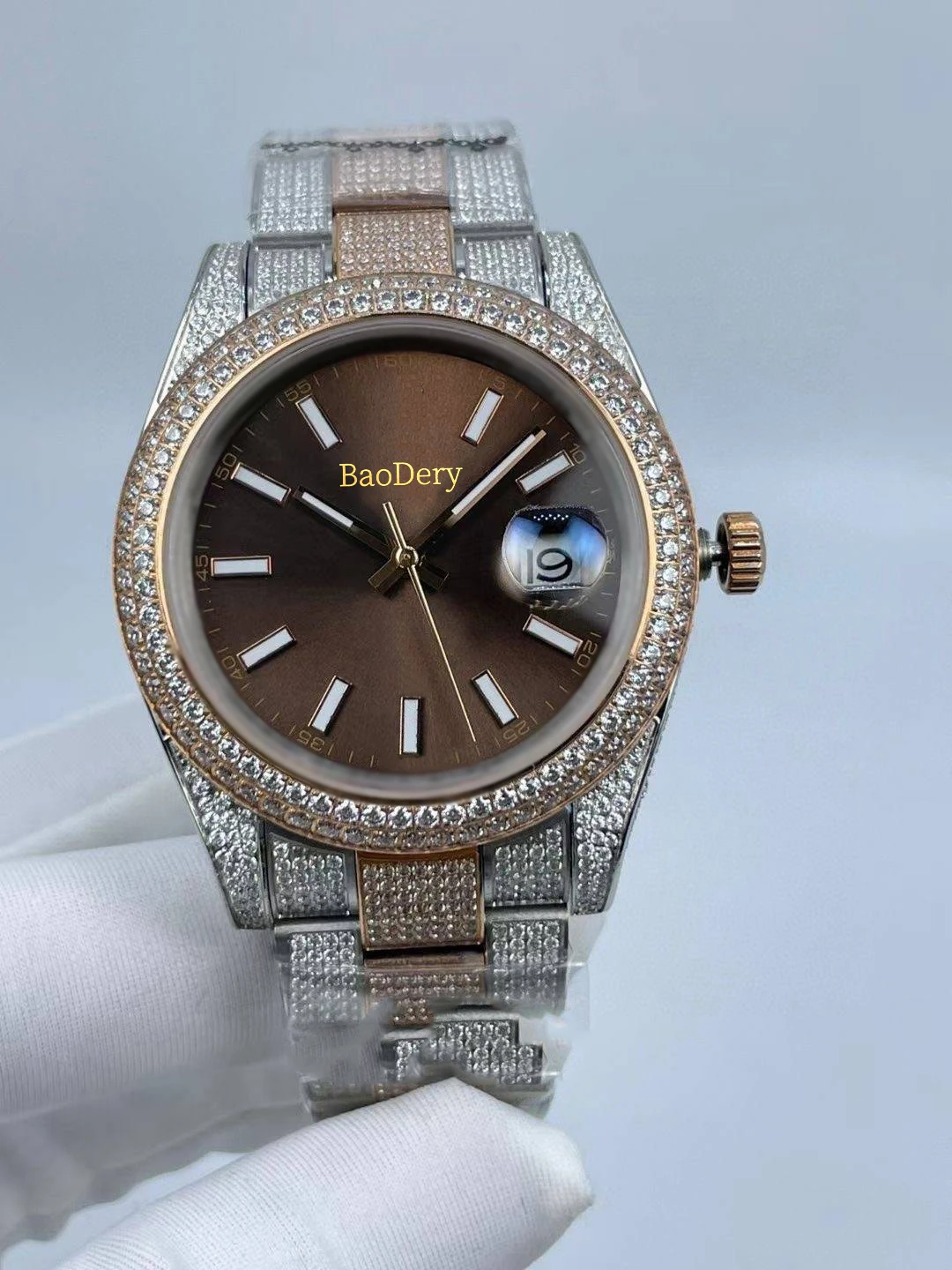 Элегантные мужские часы с бриллиантами логотипом 41 мм сапфировое зеркало и