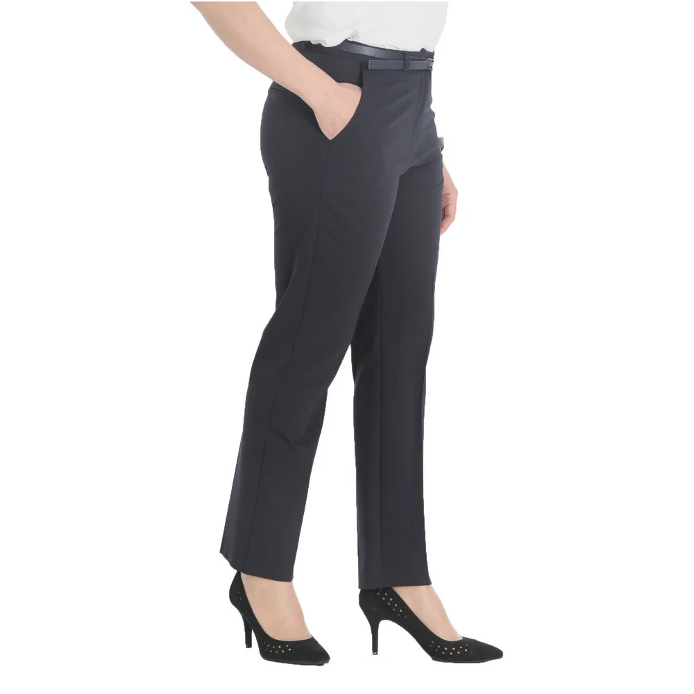 

Fierte Women Large Size Pants nvr1371 Fabric Normal Waist Straight Trotting Zipper Closure Spring Summer Slim Casual