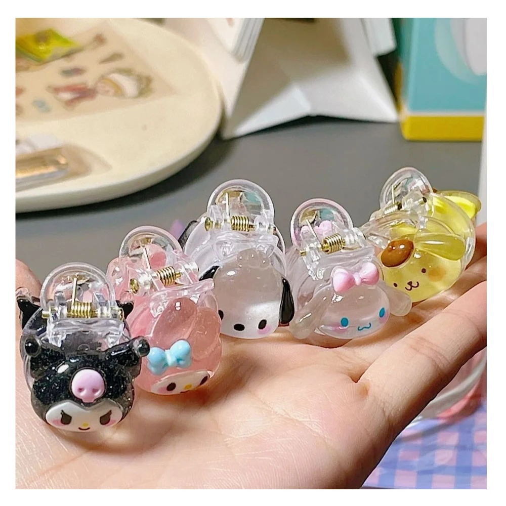 

New Kawaii Sanrios Cinnamoroll My Melody Kuromi Purin Pochacco Cute Cartoon Anime Bangs Small Catch Clip High Ponytail Artifact