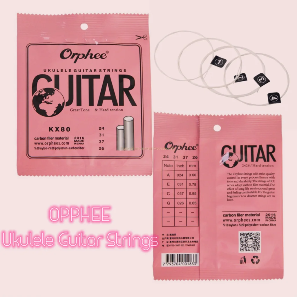 

1 Set Orphee Professional Clear Nylon White Carbon Fiber Strings Hawaii Guitar For 4 Strings Ukulele Accessories